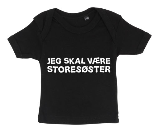 Baby t-shirt jeg skal vaere storesoester sort
