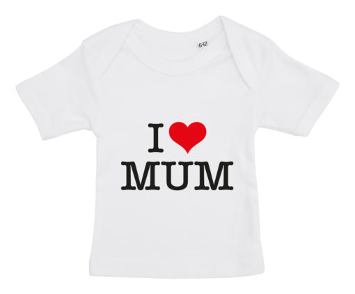 baby t-shirt i love mum hvid