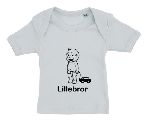 baby t-shirt lillebror med bil blaa