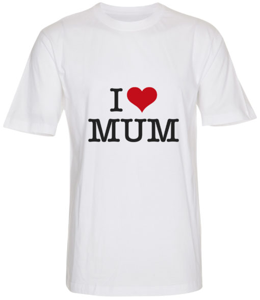 boerne t-shirt i love mum hvid