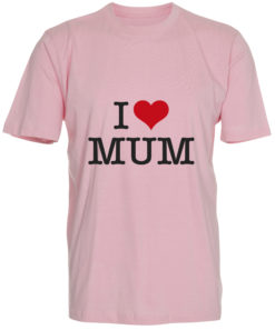 boerne t-shirt i love mum lyseroed