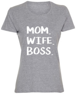 dame t-shirt mom wife boss graa hvid