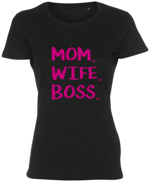 dame t-shirt mom wife boss sort pink