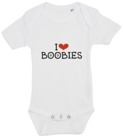 baby bodystocking i love boobies hvid