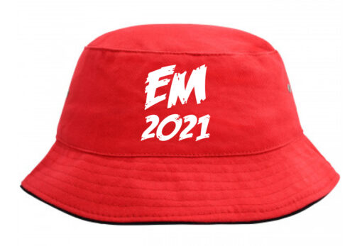 Bøllehat rød med hvid tekst EM2021